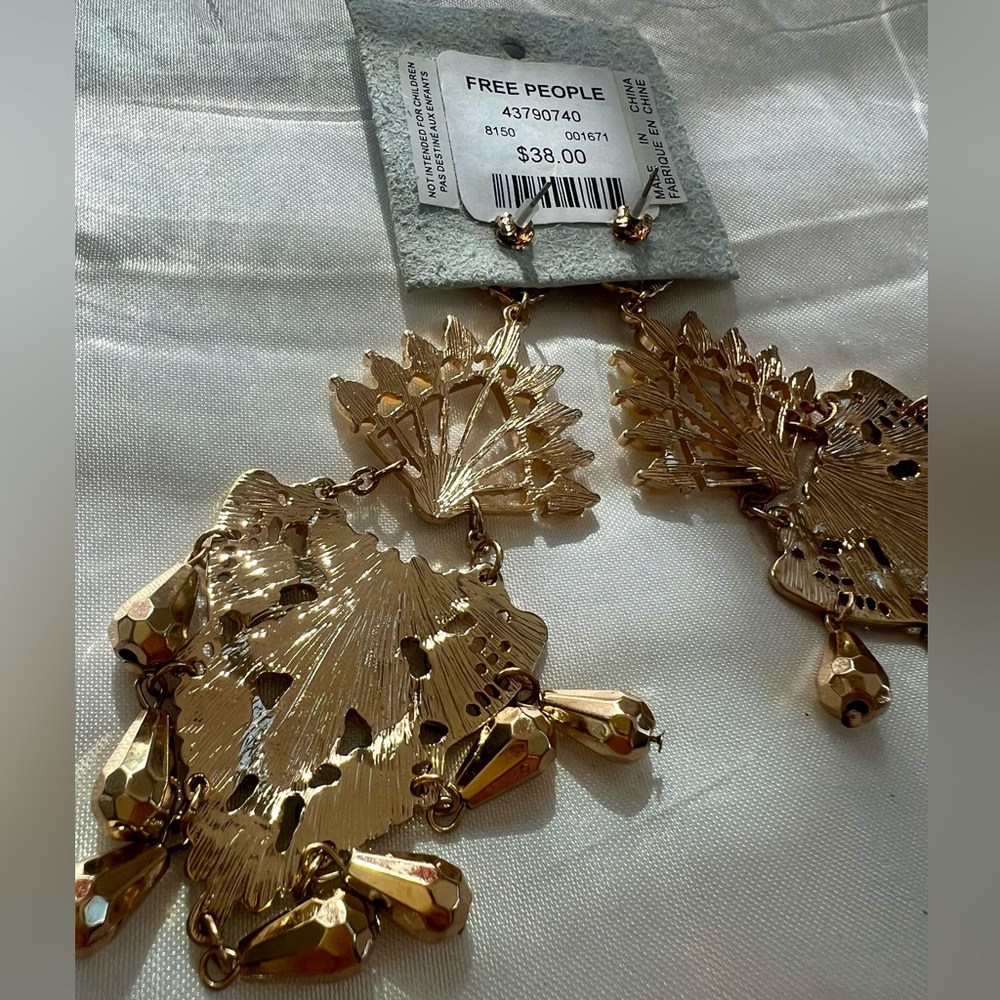 Free People Gold and Green Chandelier Earrings - Picture 10 of 16